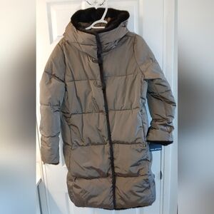 Halston Long Puffer Coat w/ Faux Fur Trim – Size Small – NWT